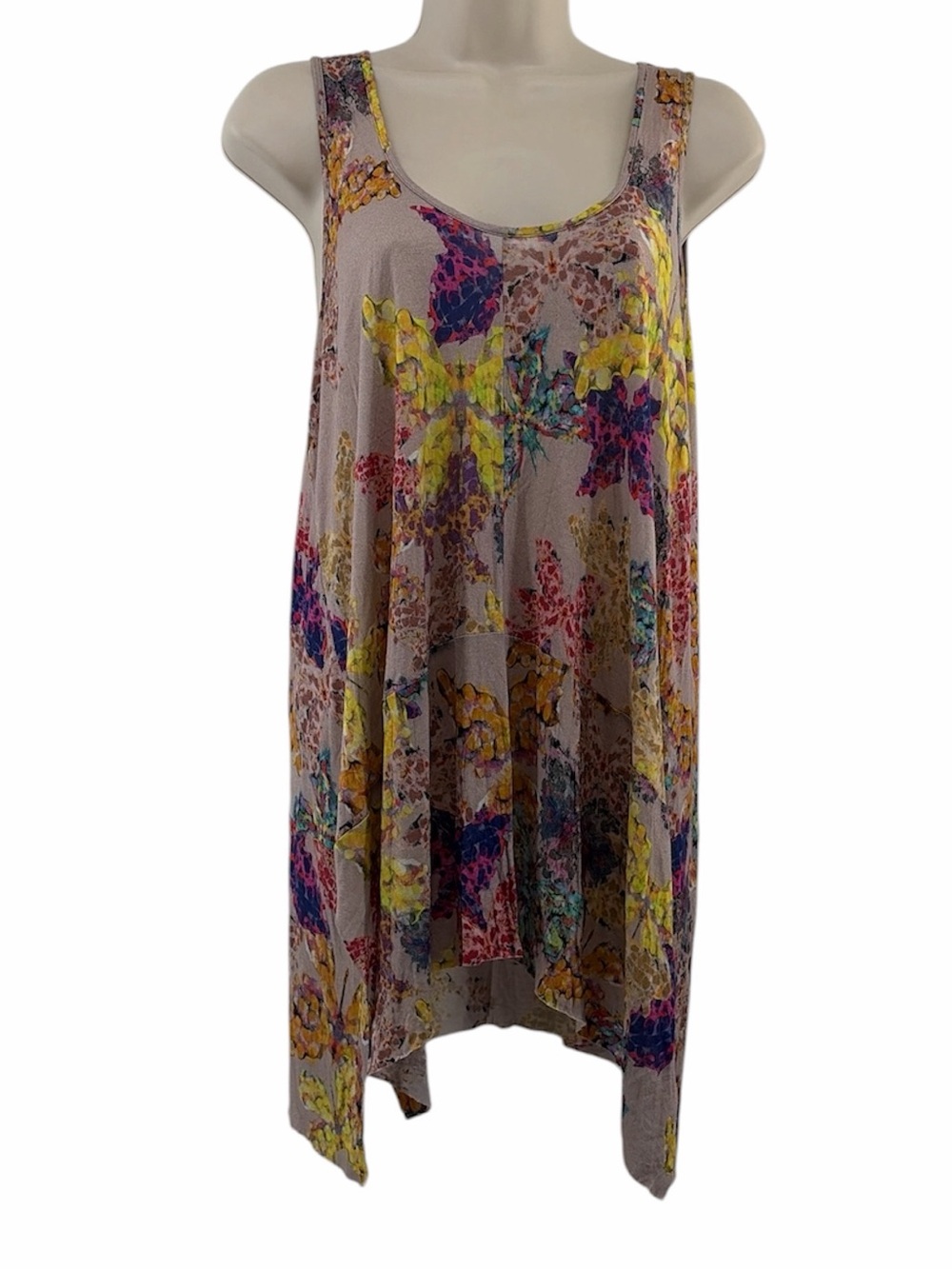 Weston Wear Women's Mixed Media Floral Scoop Neck Swing Tank Top Blouse Size M